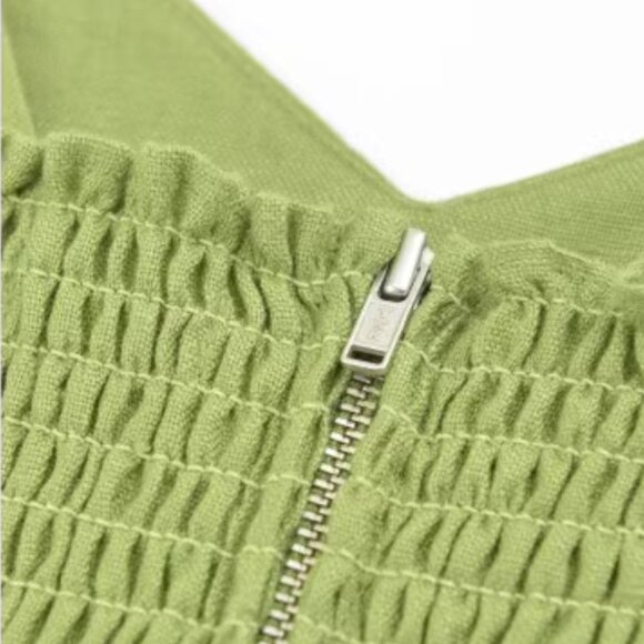 Reformation Miso Linen Mini Dress in Green - Picture 5 of 12